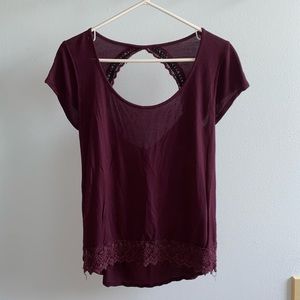 Maroon open back T-shirt